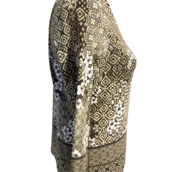 ❤️NWT  RUBY RD. SAGE GREEN PRINT TOP w/GROMMET DETAIL    SMALL/PETITE - Picture 4 of 9